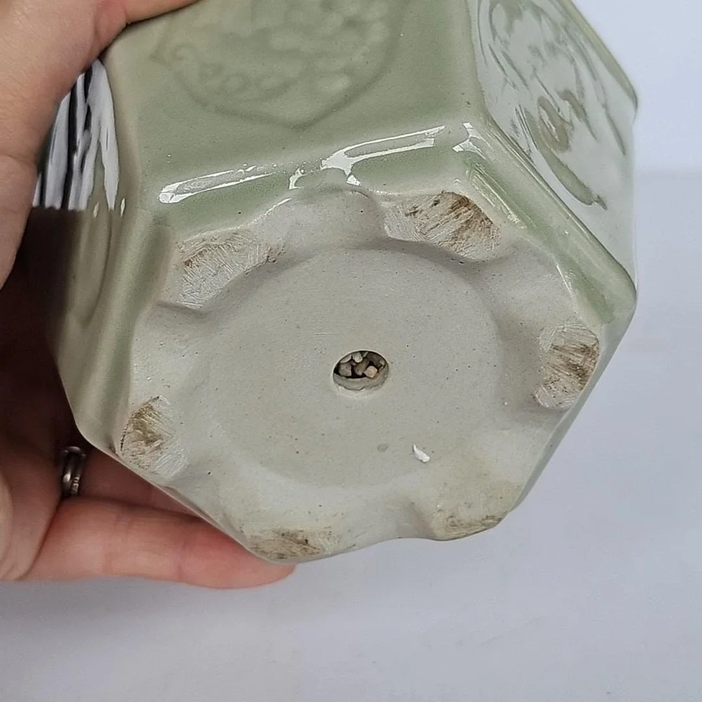 Vintage Chinese Glass Bonsai Tree Pink Cherry Blossom Celadon Pot Chinoiserie